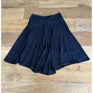 DOWISI Black A-Line Flare Midi Skirt High Waist Flowy Swing Silhouette Sz XL